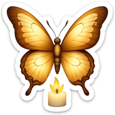 A warm-toned butterfly with golden-brown wings, softly illuminated by candlelight.
 sticker