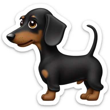 Schwarzer Dackel mit Stofftier sticker