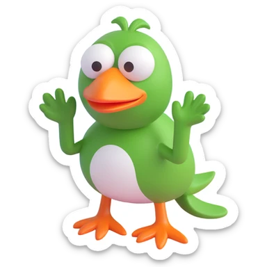 Pepe prie jūros 3D baltu fonu sticker