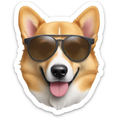  A Dog mixed with jindo and welsh corgi sunglasses🕶️ and cap anheadphone sticker