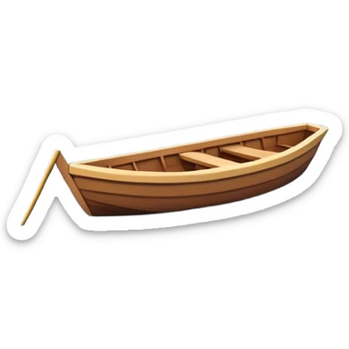 A 3D cartoon small boat floating on estuary water, with nearby reeds and horizon in view, bright lighting, photo frame with border, Memoji-style. sticker