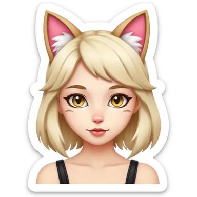 stylish cat girl with cat ears and tail sticker