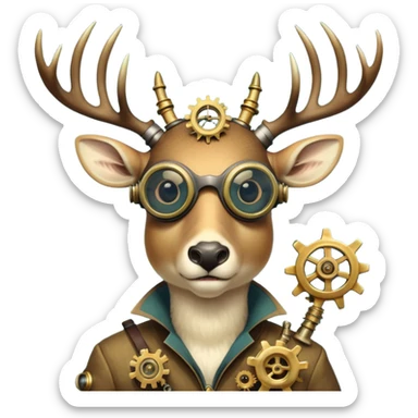 cinematic steam-punk -  hieronymus bosch phantasmagoric mutated creatures - hybrids of human-deer sticker