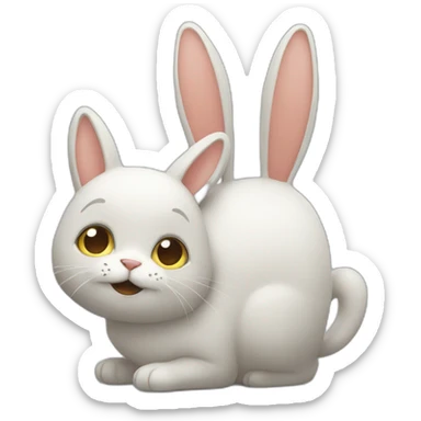 un chat embrasse un lapin sticker