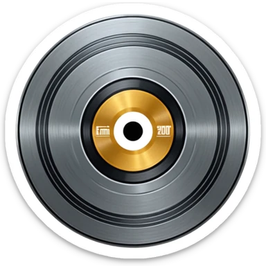 A dark metal platinum music award plaque The center features a relief of a or stylized vinyl record in a slightly darker metallic tone sticker