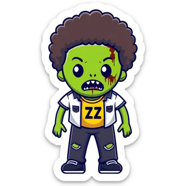 Male zombie emoji with Afro  sticker