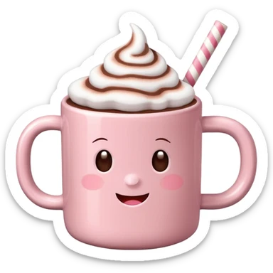 Light Pink mug of hot chocolate with marshmallows  sticker