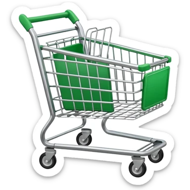 create empty shopping trolley emoji with green tone color sticker