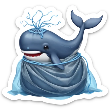 whale stuck in plastic waste bag sticker