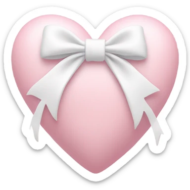 Pastel pink heart with white bow sticker