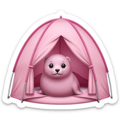 Seal in a light pink tent  sticker
