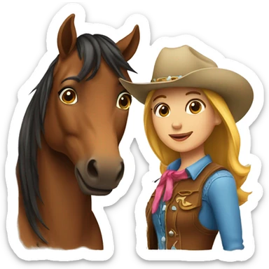Horse and cowgirl sticker