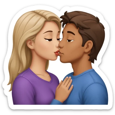 a man and a woman kissing sticker