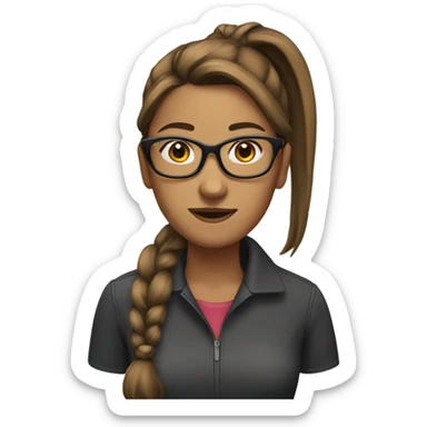 woman with brown ponytail wearing glasses sticker