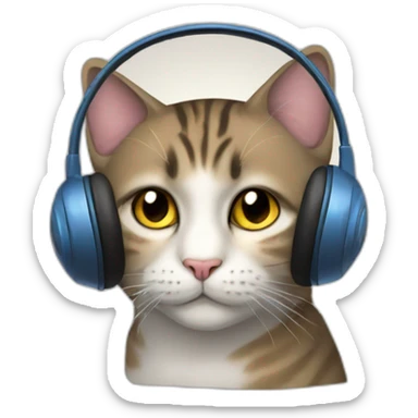 listen music, cat sticker