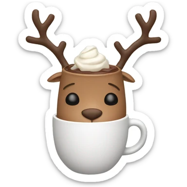 reindeer drinking hot chocolate sticker