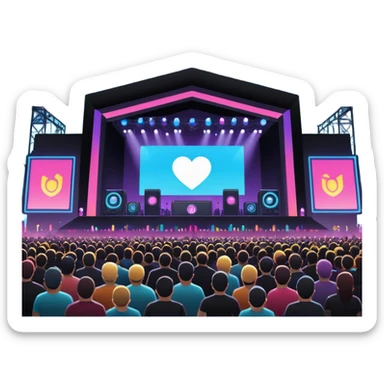 night electronic music festival stage from air sticker