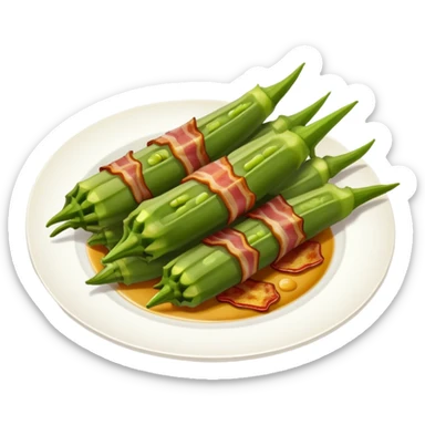 Plate of okra and bacon sticker