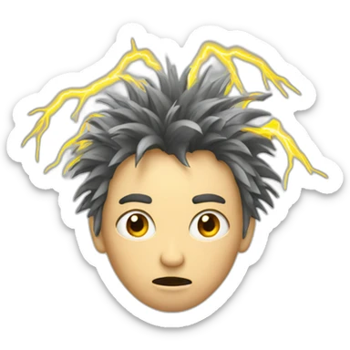 frazzled person with electricity sticker