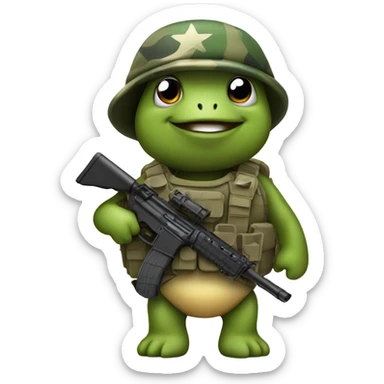 turtle in the army with a gun sticker