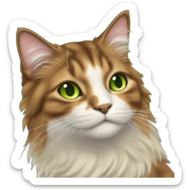 snoozing longhaired brown calico cat with green eyes sticker