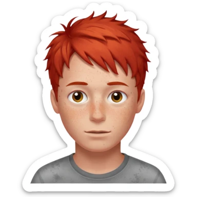 Guy with short eyelashes and red hair messy sticker