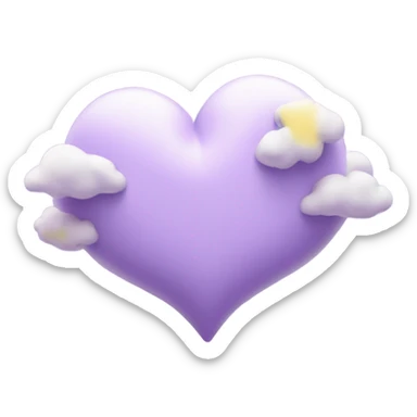 light violet heart with clouds and stars sticker