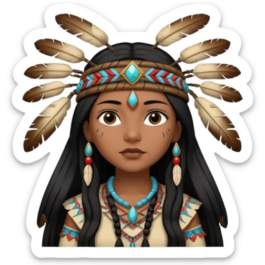 native american girl sticker