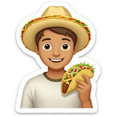 A boy eating a taco sticker