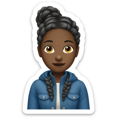 dark skin black girl with braids and blue jacket sticker