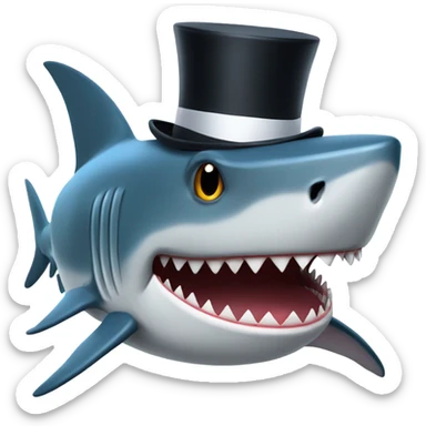 Shark with a top hat sticker