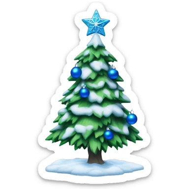 Christmas tree with snow and blue ornaments  sticker