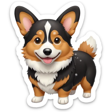 black tricolor corgi in snow sticker