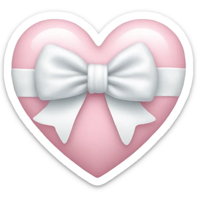 Pastel pink heart with white bow sticker