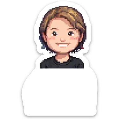 iOS memoji of a teen smiling, wearing black shirt sticker