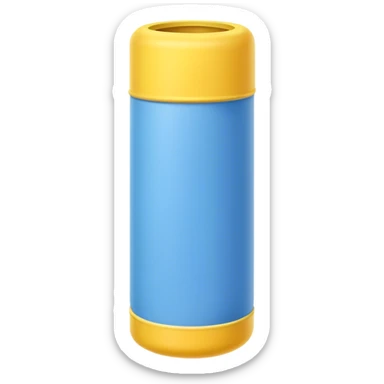 Blue foam tube with yellow ends on both end, not hollow, front view sticker