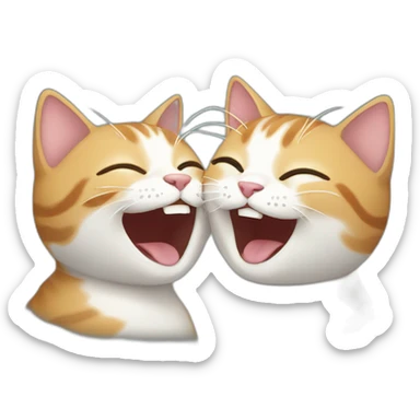two cute cats laughing sticker
