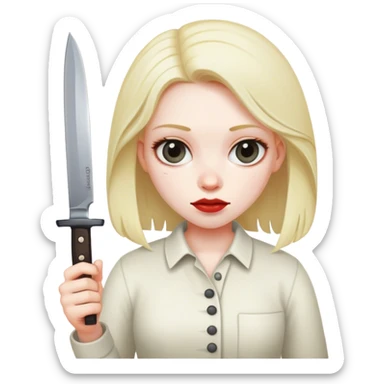 Crazy scary girl with knife sticker