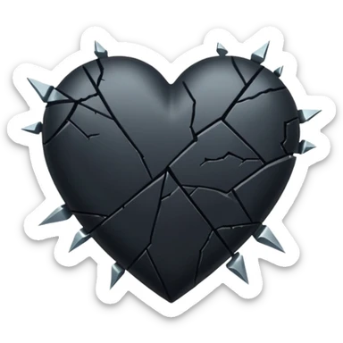 Black heart broken sticker