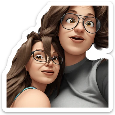 two girls with glasses sticker