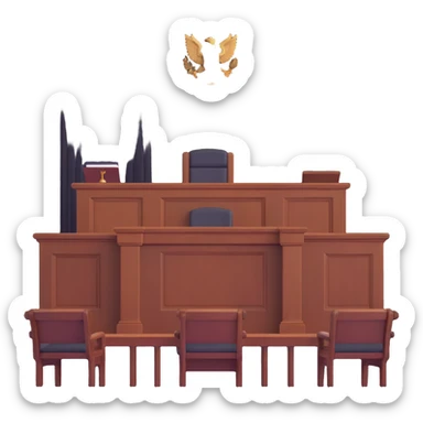 Courtroom with judge bench sticker