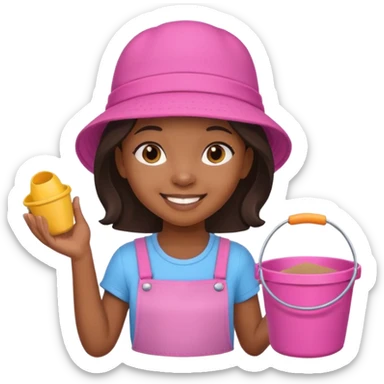 black kid girl with toy sand bucket sticker