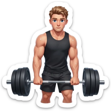 gym guy training muscles light brown hair sticker