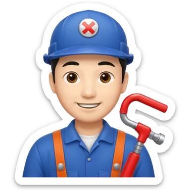 asian male plumber cute hearts sticker
