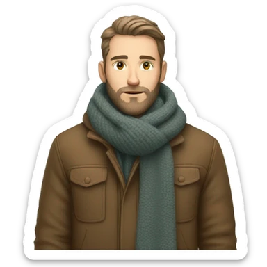 white beard young man with a warm jacket and scarf sticker