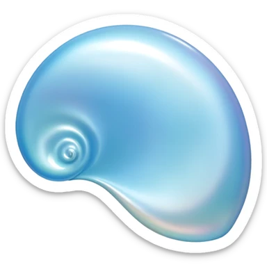 Light blue Mother-of-pearl shell emoji, pearl texture, soft gradient, smooth curves, glossy finish sticker