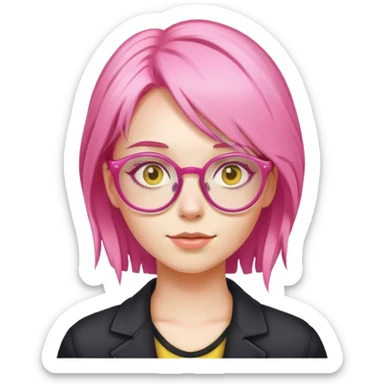 Girl with pink hair and yellow glasses sticker