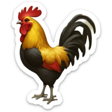 coq rouge sur fond jaune sticker