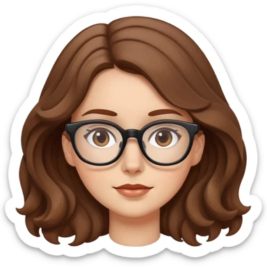 a white girl with wavy brownish hair and glasses sticker
