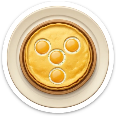 Round spanish potato omelet no plate, plain ok top no toppings sticker